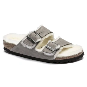 Klapki damskie/męskie ocieplane Birkenstock Arizona Shearling Stone Coin zamsz z wełną owczą narrow wąskie (1017403) dámské Klapki damskie/męskie ocieplane Birkenstock Arizona Shearling Stone Coin zamsz z wełną owczą narrow wąskie (1017403) dámské