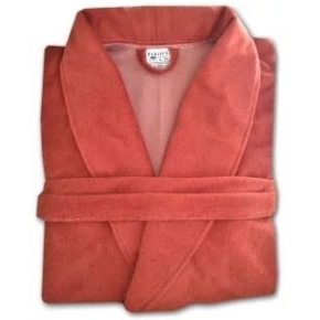 ACTION - Unisex szlafrok frotte z szalowym kołnierzem cynamonowym - Veratex