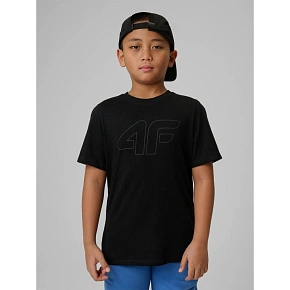 T-shirt regular z nadrukiem chłopięcy 4F 4FJRSS26TTSHM3599-10S