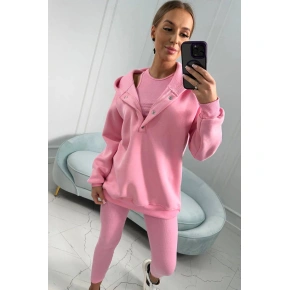 Zestaw bluza, top i legginsy 24349 jasnoróżowy -Kesi