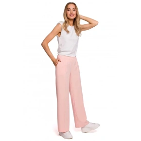 Damskie spodnie wizytowe M570 różowe - Moe