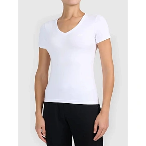 T-shirt basic z dekoltem typu serek damski 4F 4FWMM00TTSHF3307-10S