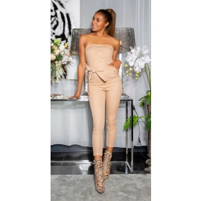 Seksowny kombinezon V6603 brązowy - In Stylefashion