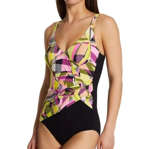 Strój kąpielowy jednoczęściowy 7302 M2 czarno-żółty - Anita