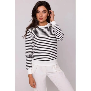 Kardigan damski z ozdobnymi guzikami B251 model 1 ecru z czarnym - BeWear