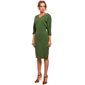 Sukienka z nietoperzowymi rękawami M464 zielona - Moe