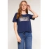 T-shirt damski z ozdobnym panelem TSH0083-013 granatowy - Monnari