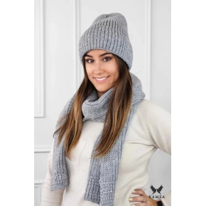 Zestaw czapka i szalik K.23.230.06 szary - Kamea