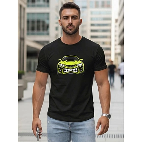 Pánské tričko s potiskem auta černé NX5015R - FashionStreet