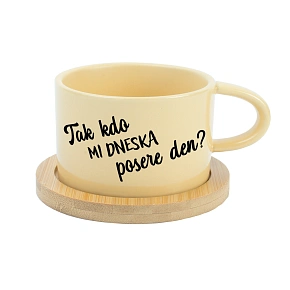 TAK KDO MI DNESKA POSERE DEN? - žlutý hrníček makronka 200 ml