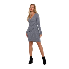 Dzianinowa sukienka damska M773 szara - Moe