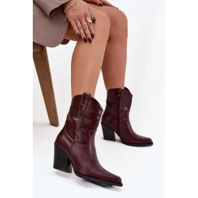 Dámské kotníkové boty na podpatku D8271 Vínová - Sweet Shoes