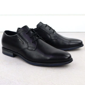 Skórzane wizytowe półbuty męskie czarne Bugatti SS153157 Skórzane wizytowe półbuty męskie czarne Bugatti SS153157