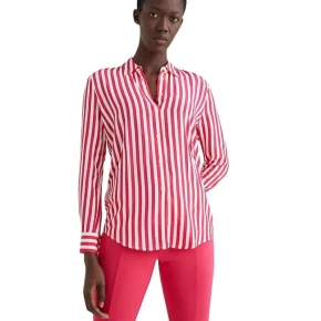 Koszula damska z wiskozy W WW0WW31990 czerwono-biały - Tommy Hilfiger