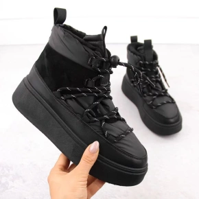 Śniegowce damskie na platformie 24-72302BK / WOL280A Czarny - Potocki