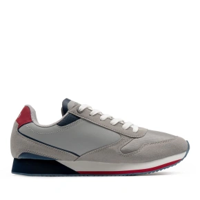 Buty męskie NOBIL003A-LGR001 szaro-biało-czerwony - Ralph Lauren