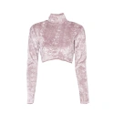 Welurowy top damski 15570 pudrowy beż - BSL
