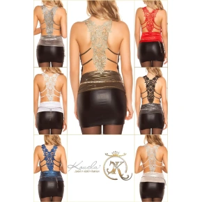 Sexy Partytop s výšivkou  - KouCla