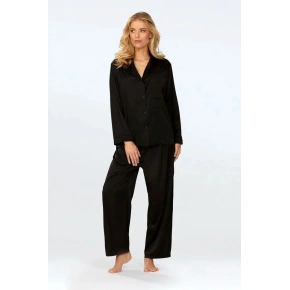 Długa satynowa piżama Amina czarna - DKaren