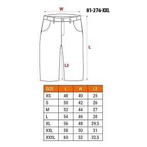 Krótkie spodenki PREMIUM, 62% bawełna, 35% poliester, 3% elastan, rozmiar XXL Krótkie spodenki PREMIUM, 62% bawełna, 35% poliester, 3% elastan, rozmiar XXL