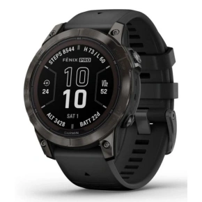 Garmin Fenix 7 Pro 47mm Sapphire Solar Carbon Gray DLC Titanium z czarnym paskiem Garmin Fenix 7 Pro 47mm Sapphire Solar Carbon Gray DLC Titanium z czarnym paskiem