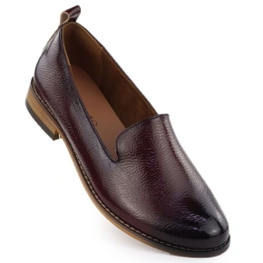 Półbuty damskie lordsy lakierowane bordowe Potocki 19337