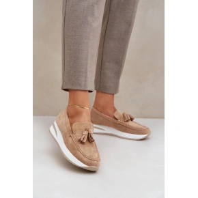 Damskie loafersy G-55 / 208670 brązowo-beżowe - Flyfor