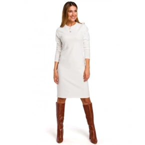 Swetrowa sukienka z długim rękawem S178 kremowa - Stylove