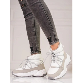 Śniegowce damskie na obcasie KK274272 Biały - BIG STAR