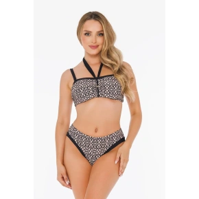 Damski dwuczęściowy strój kąpielowy Luxe 7 S939LX7 beżowy z wzorem - Self