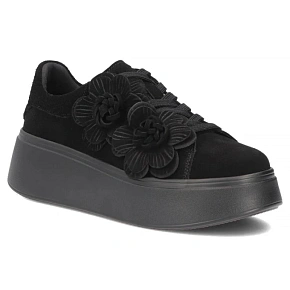 Skórzane sneakersy damskie na platformie z kwiatami zamszowe czarne Filippo DP8113 dámské Skórzane sneakersy damskie na platformie z kwiatami zamszowe czarne Filippo DP8113 dámské