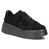 Skórzane sneakersy damskie na platformie z kwiatami zamszowe czarne Filippo  DP8113 dámské