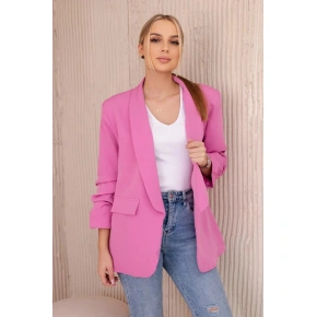 Żakiet z klapami elegancki 9709 ciemny róż - Kesi