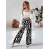 Dámské pruhované kalhoty se širokými nohavicemi ZEBRAVIBE UY2653 béžovo-černé - FashionStreet