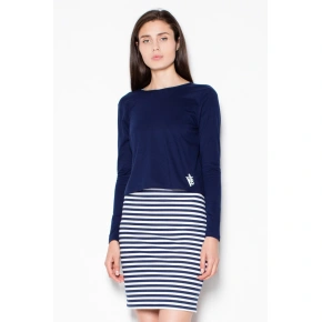 Sukienka dzienna VT065 niebiesko-biała - Venaton