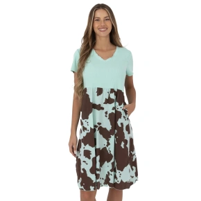 Sukienka damska DHJ SK 253701.80 Miętowy z brązowym - FPrice