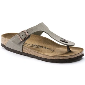 Japonki damskie szare-beżowe Birkenstock Gizeh Birko-Flor Nubuck Stone regular szerokie (43391) dámské