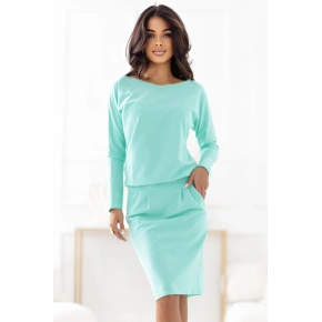 Teplákové šaty s kapsami 189-12 mint - Numoco