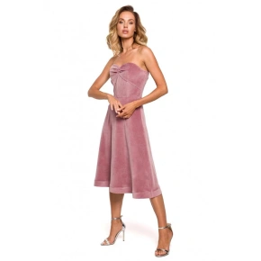 Aksamitna gorsetowa sukienka M638 różowa - Moe