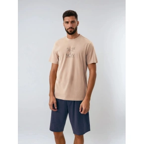 Piżama męska Dreamber 42632-02X beżowy/ciemnoniebieski - Henderson