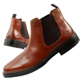 Skechers buty męskie sztyblety Miller-Boris eleganckie skórzane brązowe
