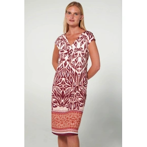 Damska sukienka plażowa z krótkim rękawem 20488 318 bordowy wzór - Vamp