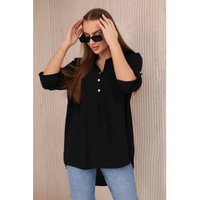 Bluzka z przedłużonym tyłem 27975 czarny - Kesi