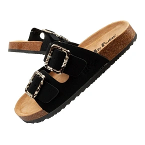 Lee Cooper buty laczki damskie klapki wsuwane czarne zamsz wygodne lekkie dámské
