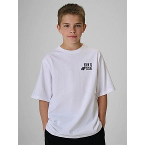 T-shirt loose z nadrukiem chłopięcy 4F 4FJRSS26TTSHM4277-10S