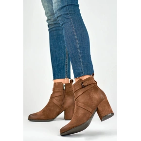 Botki damskie na obcasie 260037FX brązowy - Laura LA.FI
