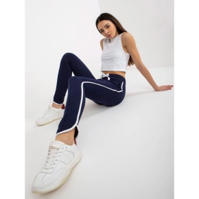 Granatowe dresowe spodnie basic z lampasami RUE PARIS  (LO-DR-LK-239.14)