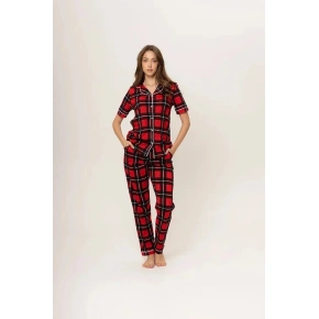 Piżama damska 180/153 czerwono-czarna kratka - Karol