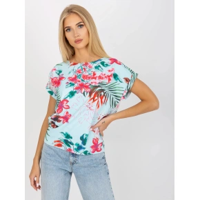 Bluzka damska WN BZ 4008-3.80 Jasnoniebieski w kwiaty - RUE PARIS