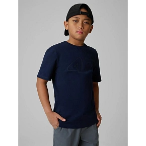 T-shirt regular z nadrukiem chłopięcy 4F 4FJRSS26TTSHM3599-10S